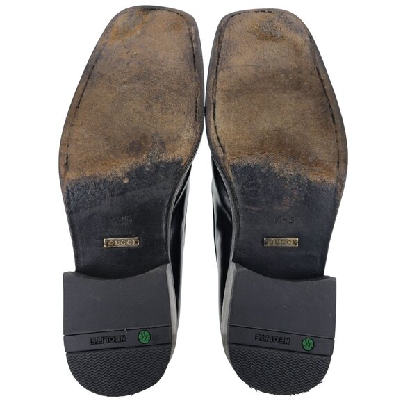 Gucci Italian Luxury Dress Shoes Mens size 10.5 Black Leather Square-toe Loafers - Picture 3 of 11